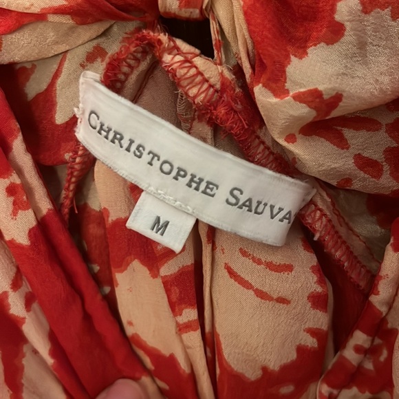 Christophe Sauvat 100% Silk Summer Dress. Deep V Front and Back. - Picture 3 of 3